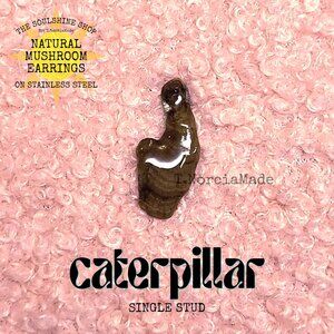 Caterpillar Natural Mushroom Single Stud Earring